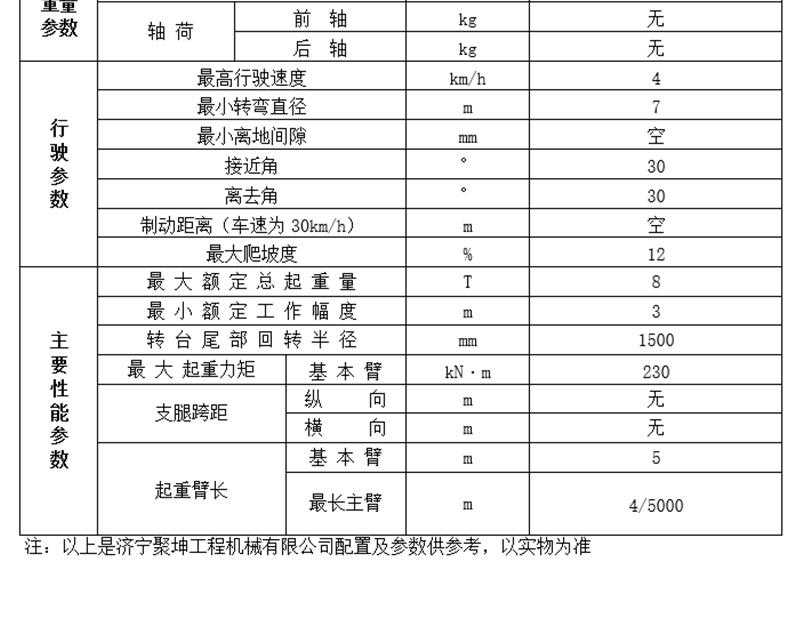 8噸履帶吊行駛性能參數